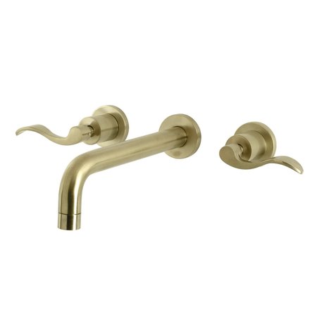 KINGSTON BRASS KS8027DFL Two-Handle Wall Mount Tub Faucet, Brushed Brass KS8027DFL